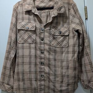 Democracy Brown and Orange Plaid Shirt